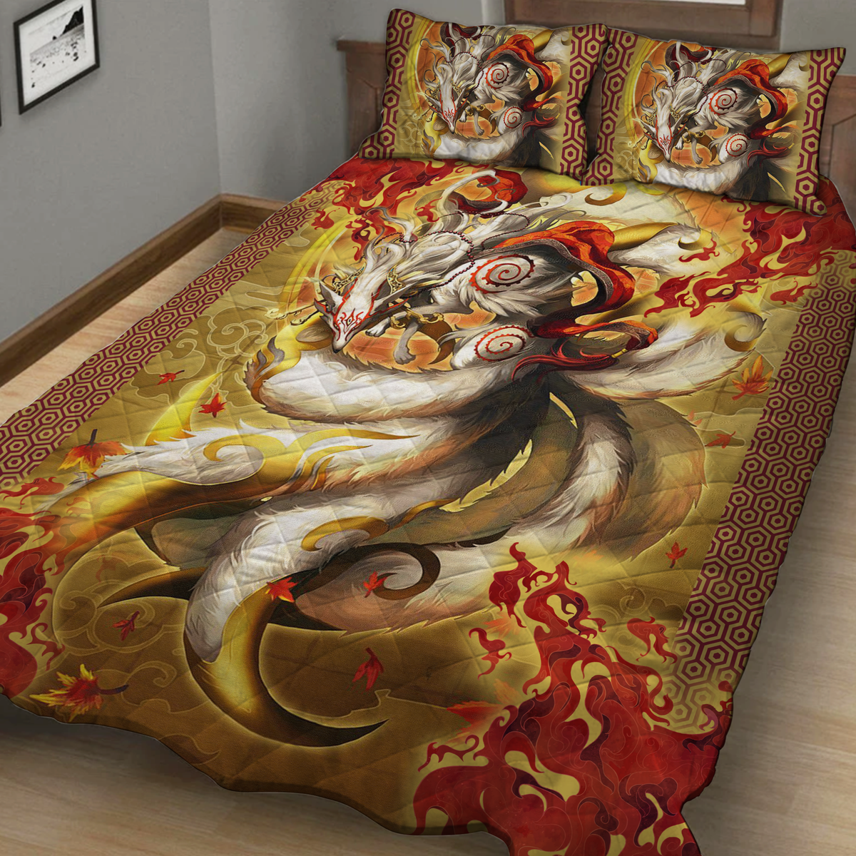 Nine Tail Okami Fox Quilt Bed Set Quilt Set