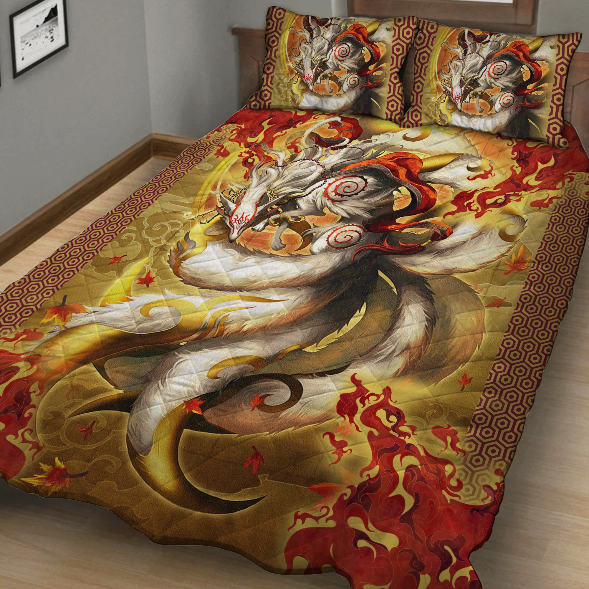 Nine Tail Okami Fox Quilt Bed Set Quilt Set Twin (150x180CM) 