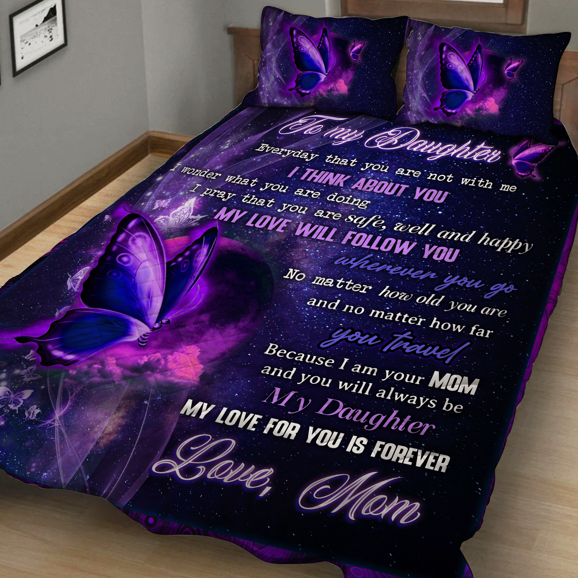 To My Daughter, My Love For You Is Forever Quilt Blanket Quilt Set Quilt Set