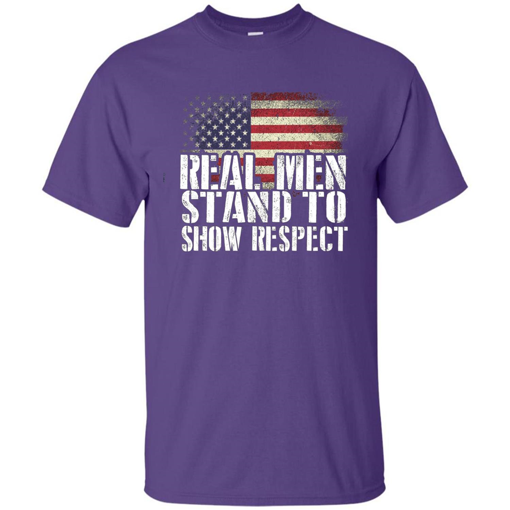 Military T-shirt Real Men Stand To Show Respect Purple