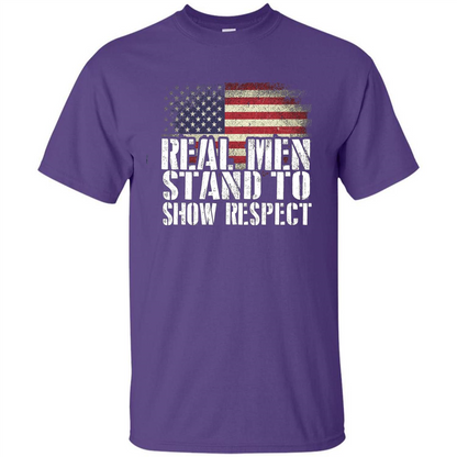 Military T-shirt Real Men Stand To Show Respect Purple