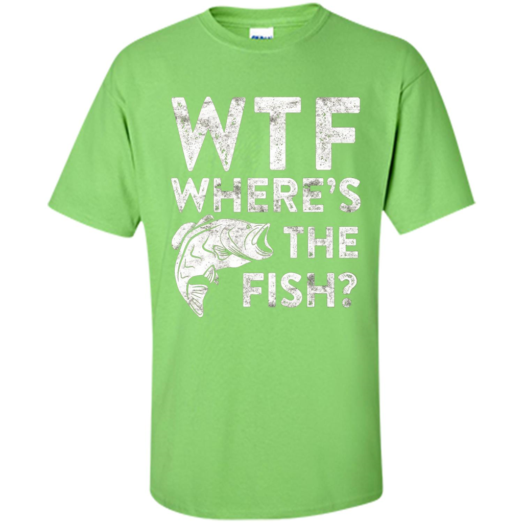 WTF Where's The Fish T-Shirt Funny Fisherman Gift Lime