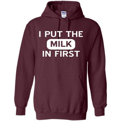 England British Biscuit Cereal T-shirt I Put The Milk In First Maroon