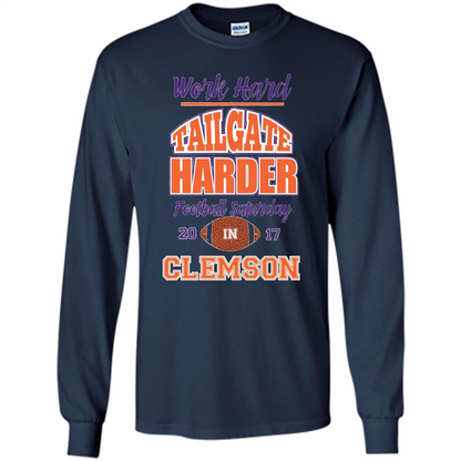 Work Hard Tailgate Harder in Clemson SC Game Day T-shirt Navy