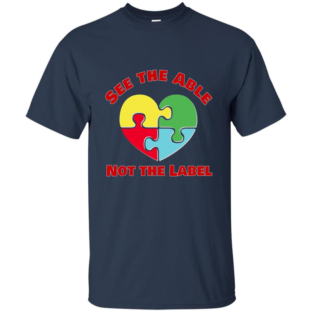 Autism Awareness T-shirt See the Able Not the Label Navy