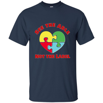 Autism Awareness T-shirt See the Able Not the Label Navy
