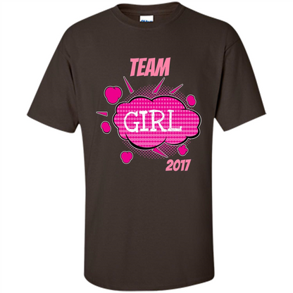 Team Girl Baby Shower Gender Reveal Party Cute Pink T-shirt Dark Chocolate