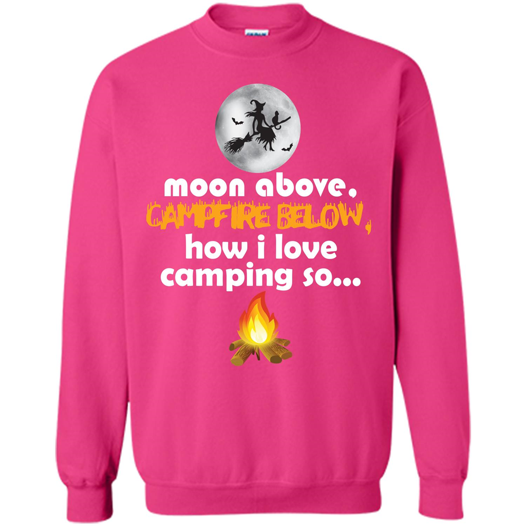 Halloween T-shirt Moon Above Campfire Below T-shirt Heliconia