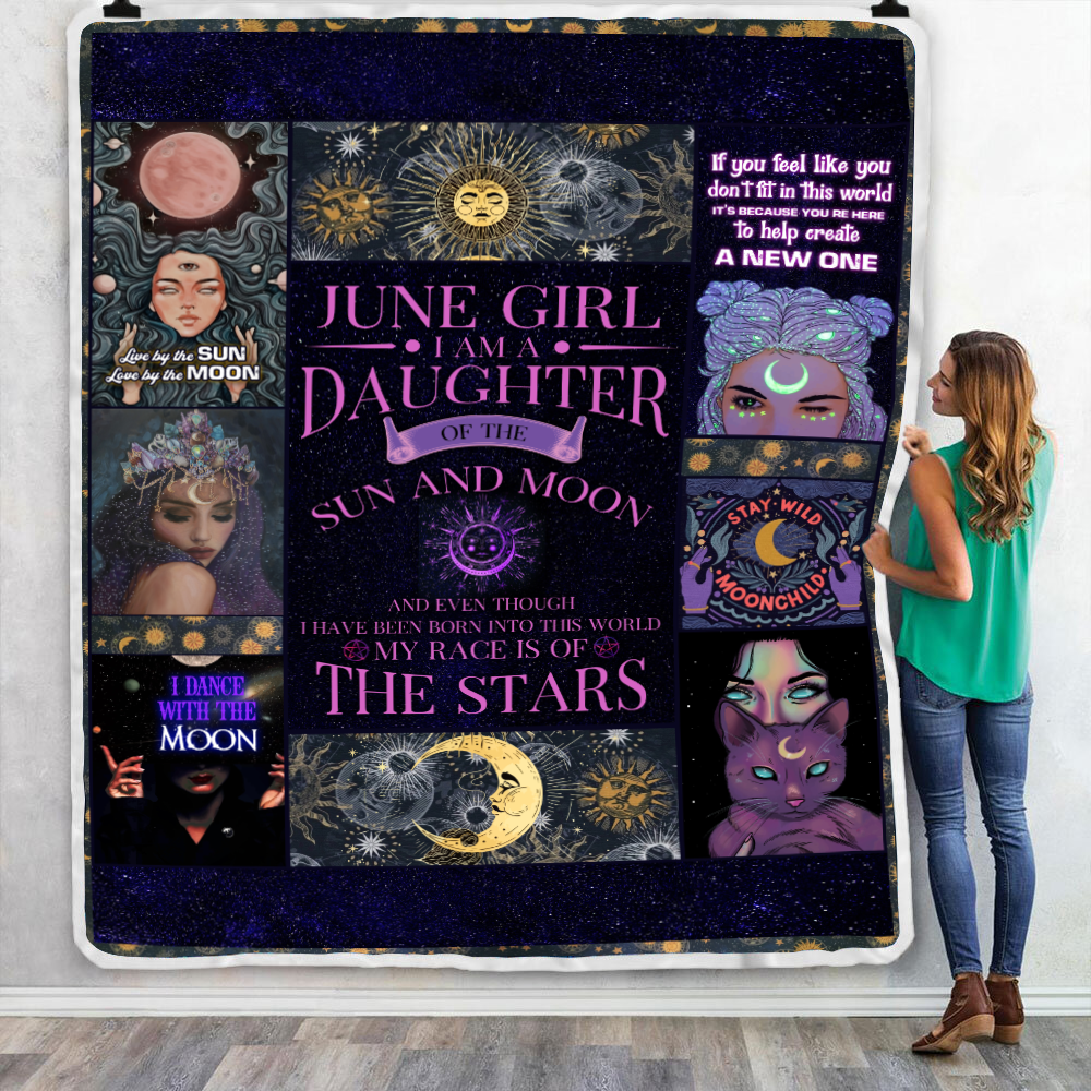 June Girl Daughter of the sun and moon Throw Blanket