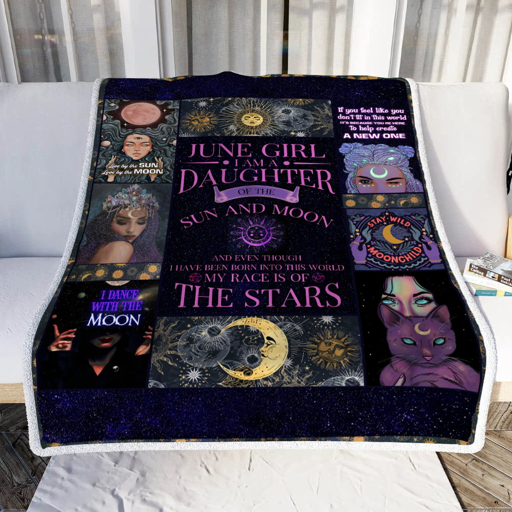 June Girl Daughter of the sun and moon Throw Blanket