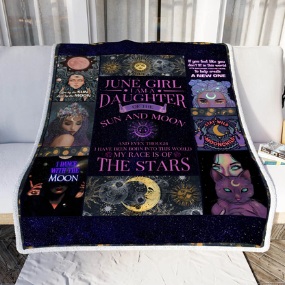June Girl Daughter of the sun and moon Throw Blanket