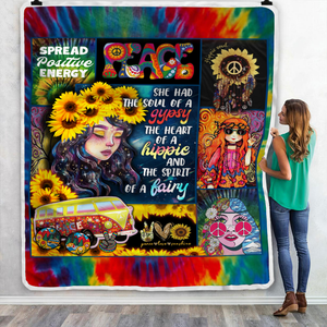 Personalized Hippie Girl She Has The Soul Of A Gypsy Throw Blanket