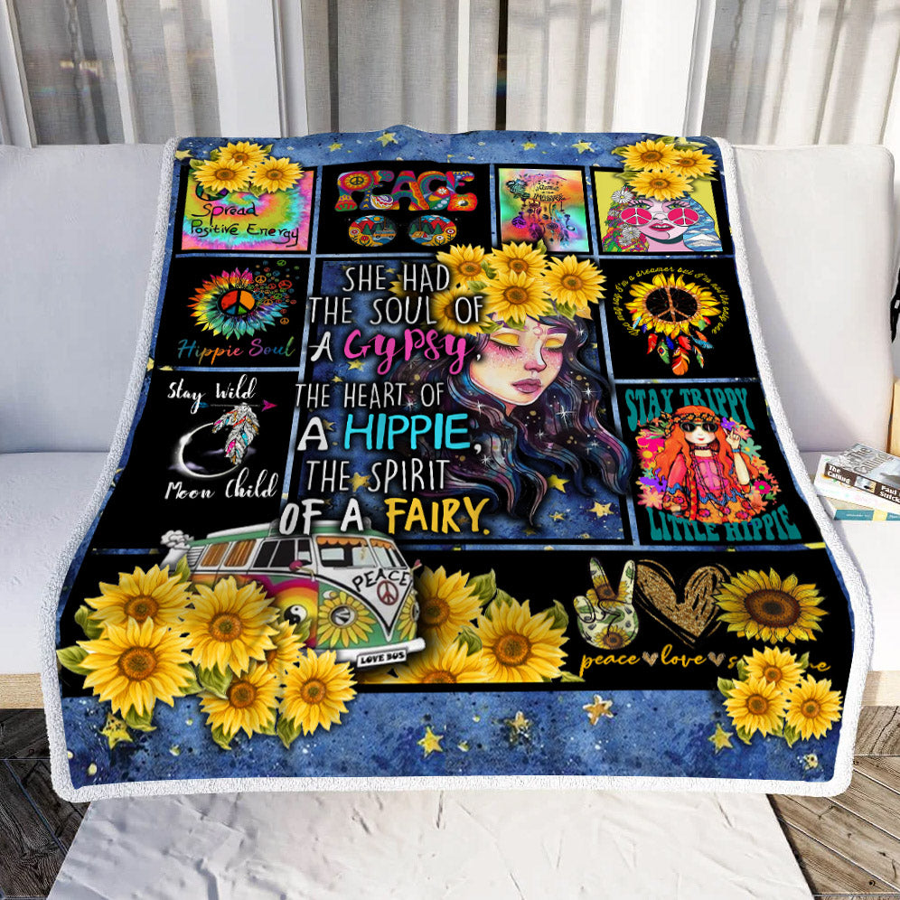 Hippie Girl She Has The Soul Of A Gypsy Throw Blanket