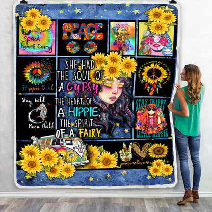 Hippie Girl She Has The Soul Of A Gypsy Throw Blanket