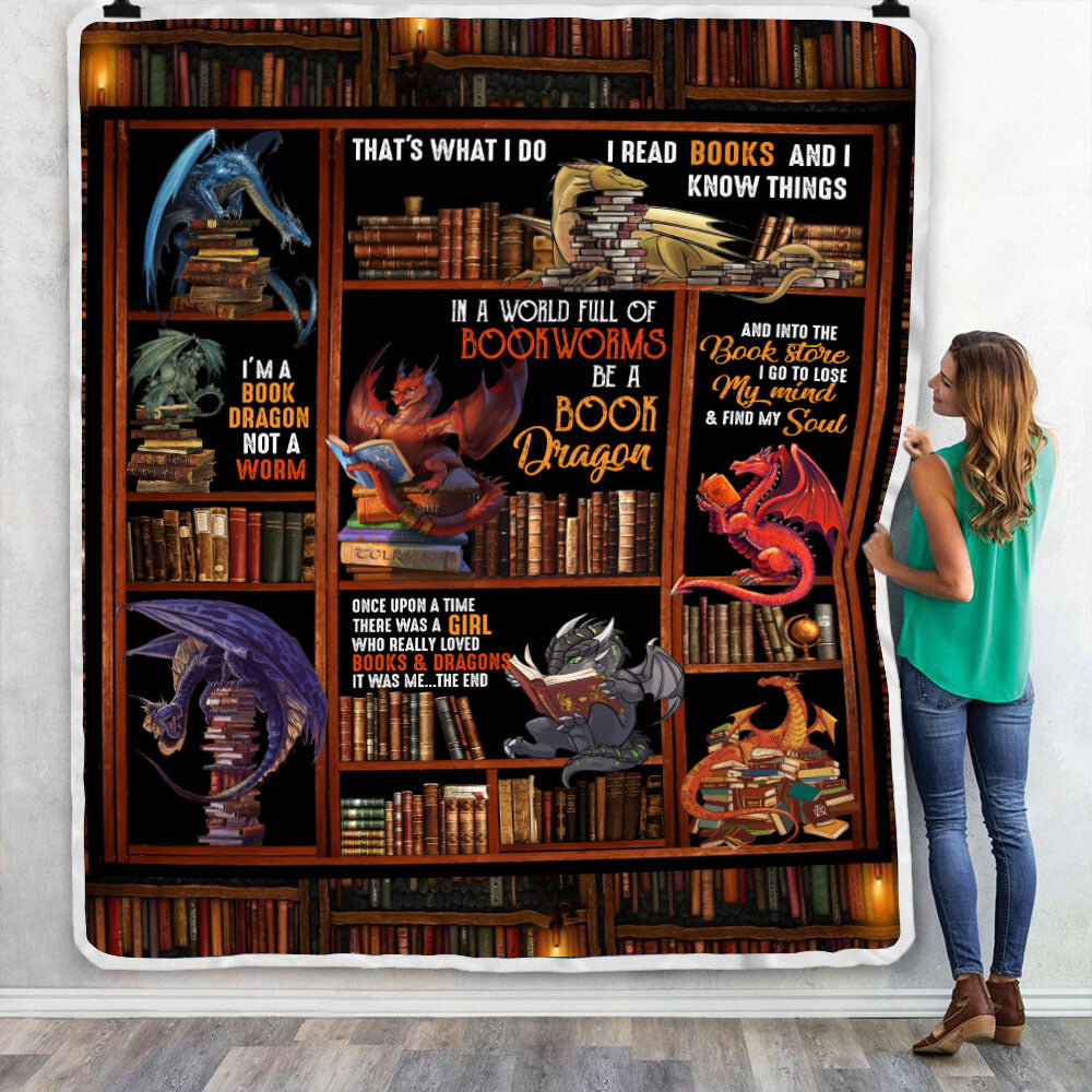 There Was A Girl Who Really Loved Books And Dragons Throw Blanket