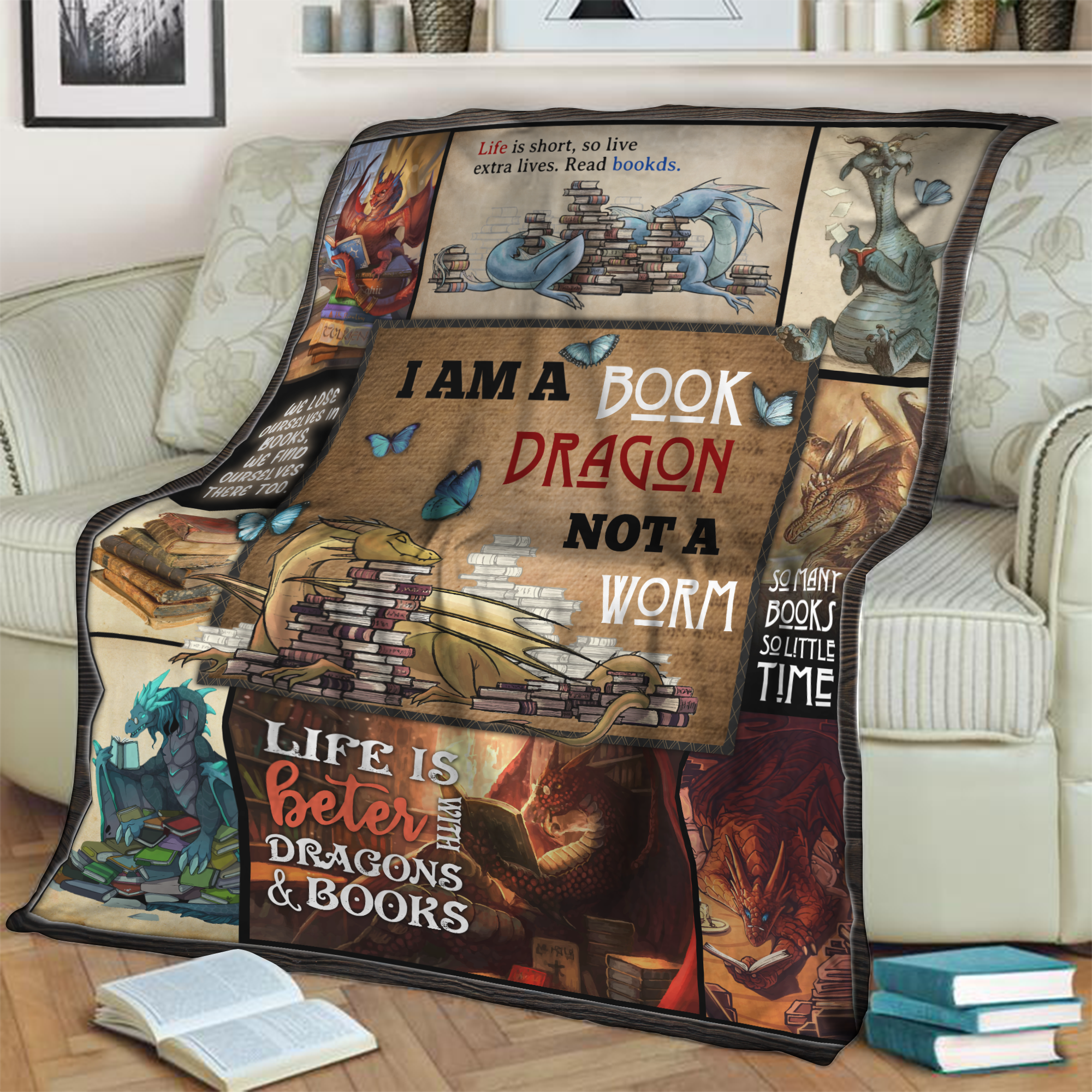 I'm a Book Dragon Throw Blanket