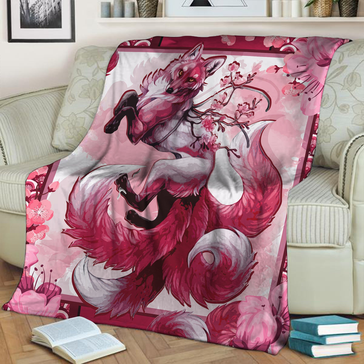 Sakura Fox 3D Throw Blanket