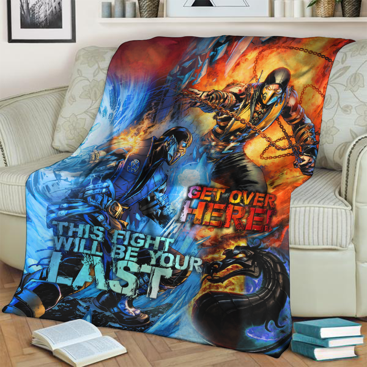 Mortal Kombat Scorpion vs Sub Zero 3D Throw Blanket