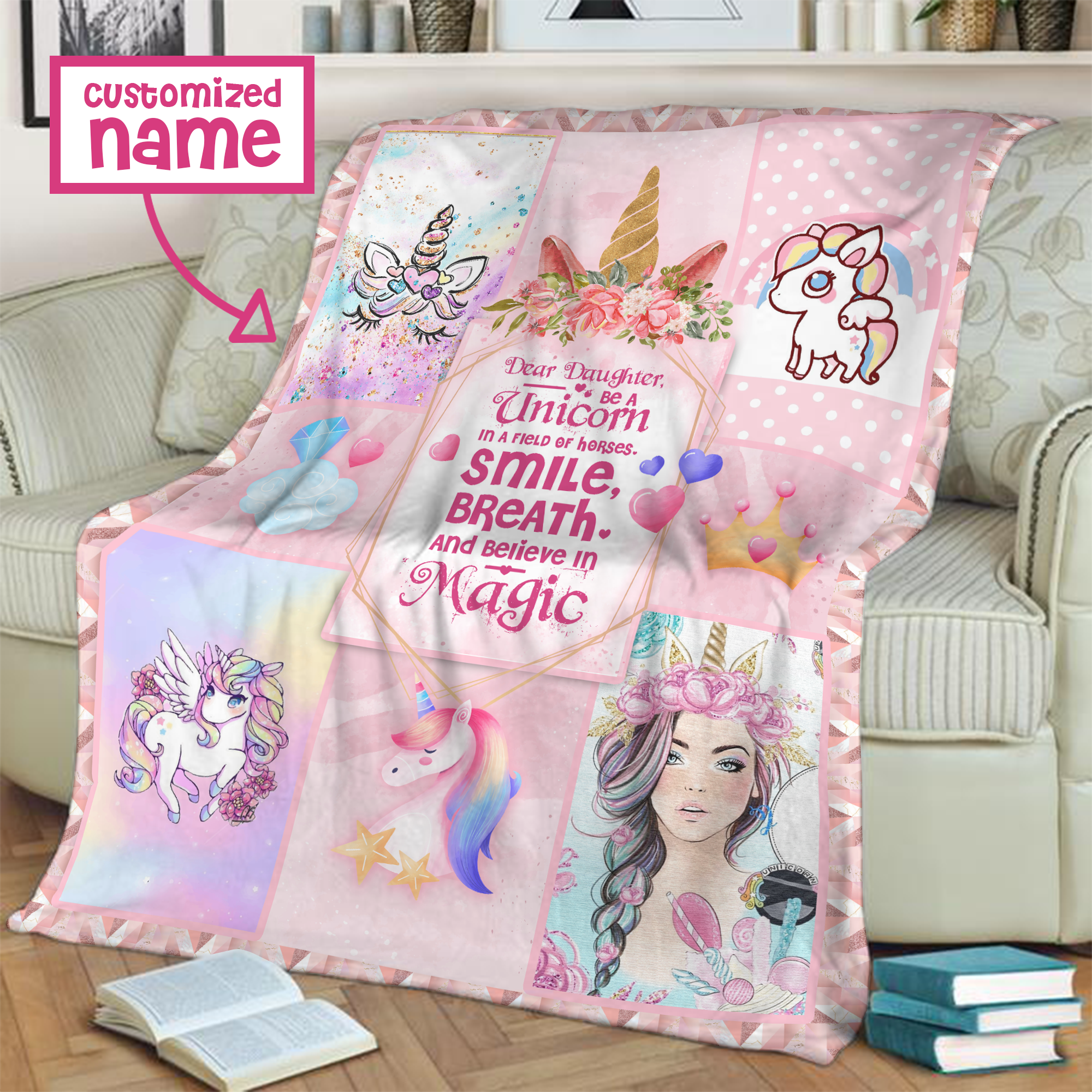 Dear Lisa, Be A Unicorn In A Field Of Horses. Smile, Breath And Believe In Magic 3D Throw Blanket