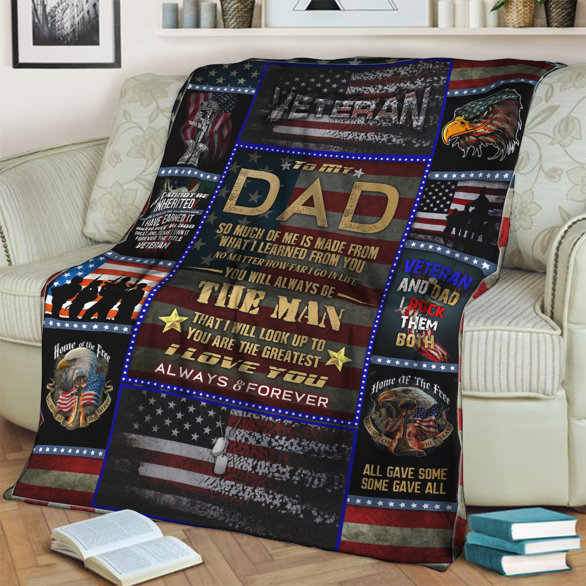 Veteran Dad 3D Throw Blanket