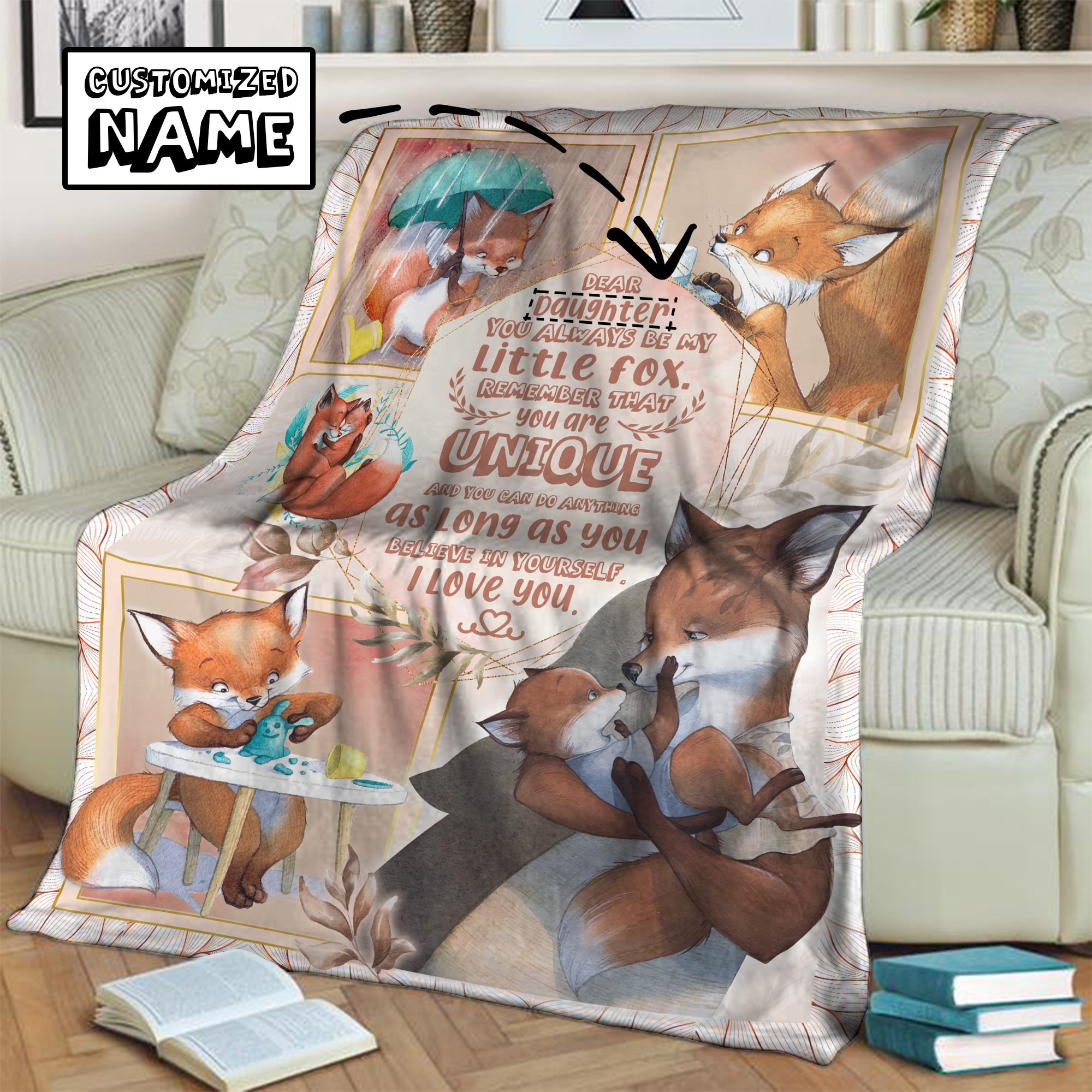 Gifts For Daughters, Granddaughters - Dear Lisa, You Always Be My Little Fox 3D Throw Blanket