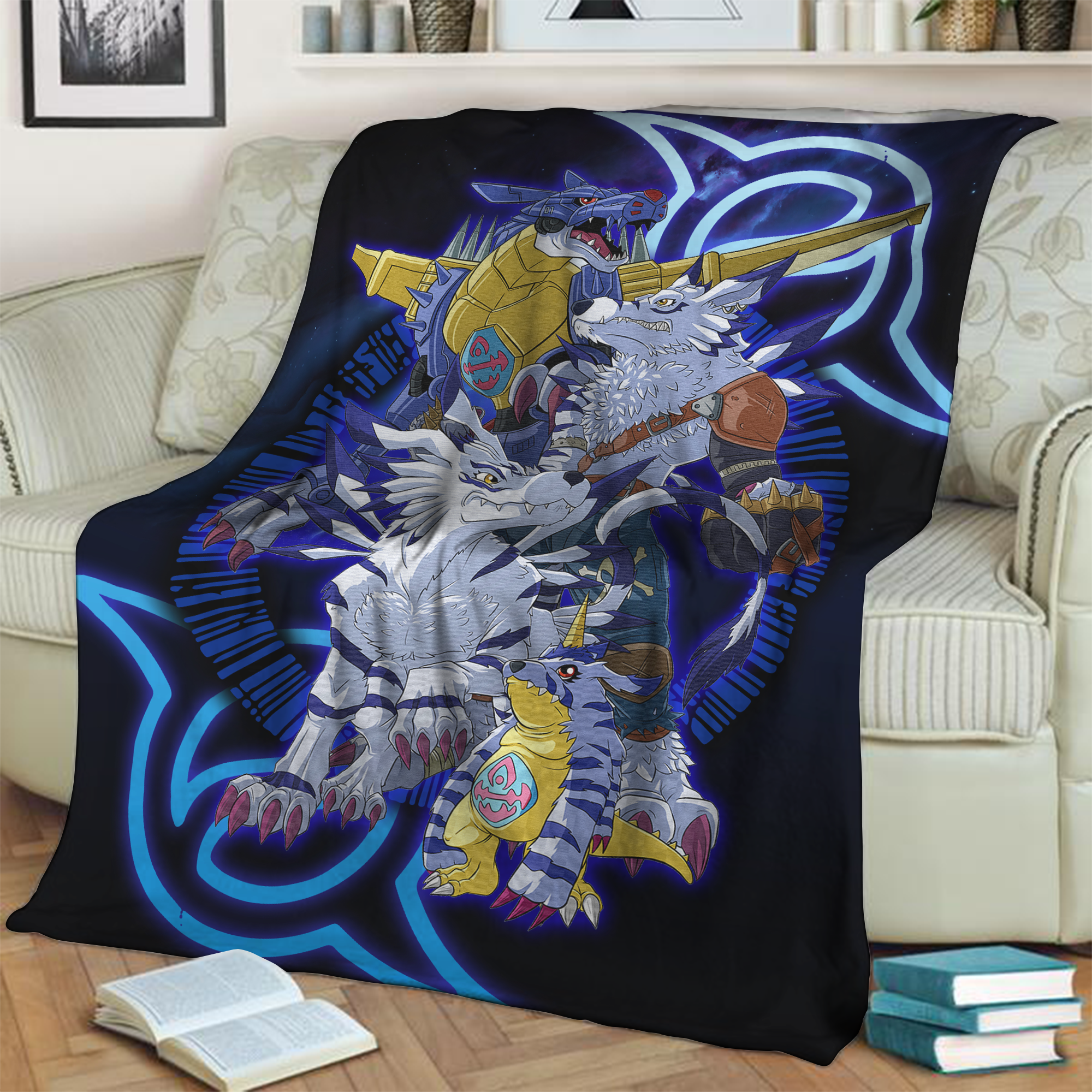 Digimon Gabumon Family 3D Throw Blanket 150cm x 200cm  
