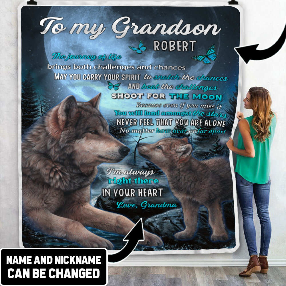 Personalized To My Grandson from Grandma Throw Blanket