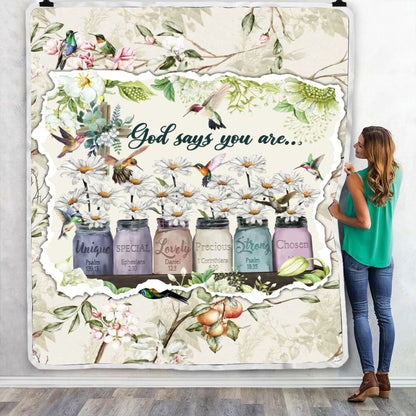 Hummingbird. God Says You Are Throw Blanket