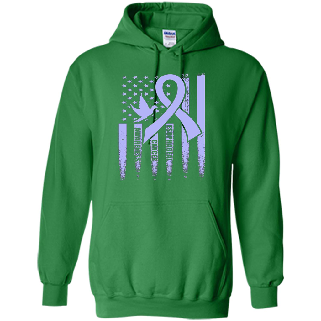 Esophageal Cancer USA Flag Periwinkle Ribbon and Dove T-shirt Irish Green