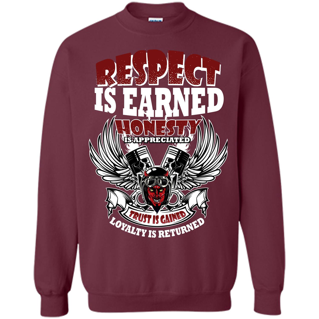 Motor T-shirt Trust Is Gained Loyalty Is Returned Maroon