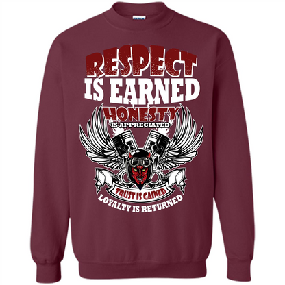 Motor T-shirt Trust Is Gained Loyalty Is Returned Maroon
