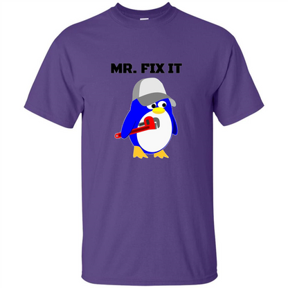 Mr. Fix it Penguin T-shirt Purple