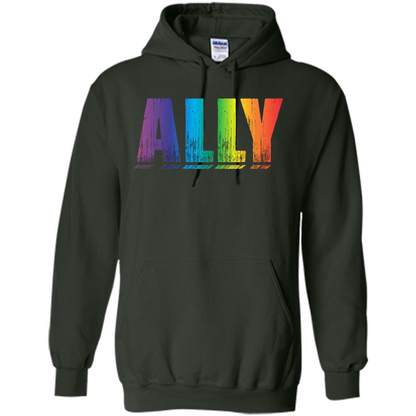 LGBTQ T-shirt Proud LGBT Ally Rainbow Gay Pride Support Forest Green