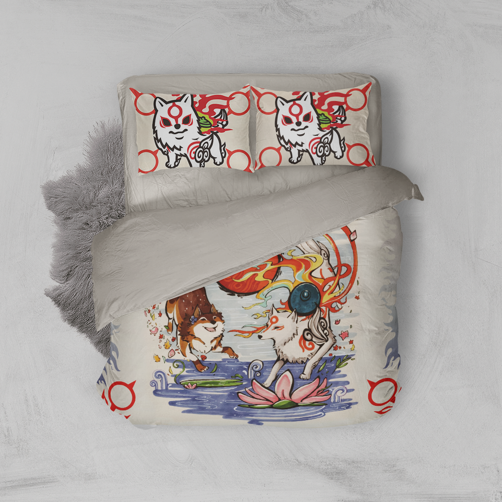 Okami And A Dog 3D Bed Set