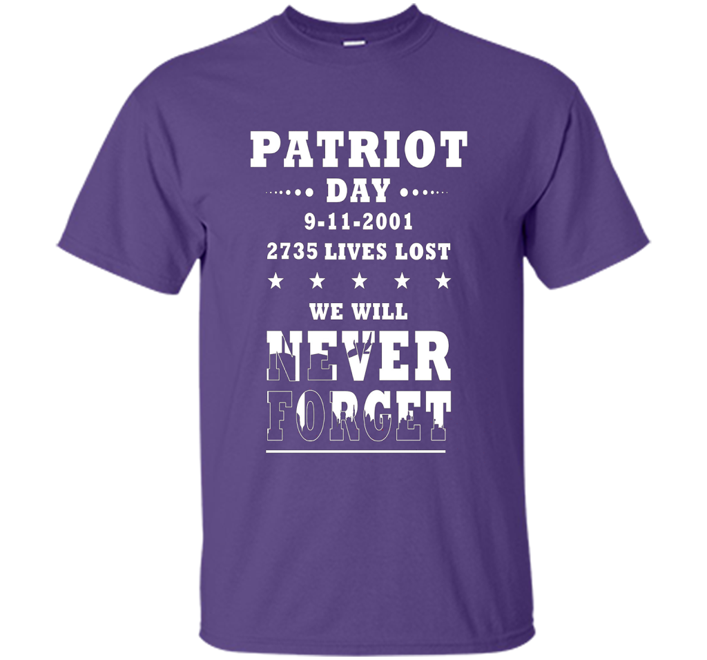 Patriot Day T-shirt We Will Never Forget 2735 Lives Lost 09/11 T-shirt Purple