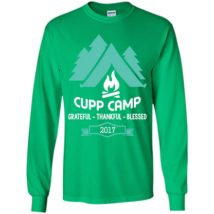 Camping T-shirt Cupp Camp Grateful - Thankful - Blessed 2017 Irish Green