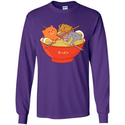 Ramen Noodles And Cats T-shirt Purple
