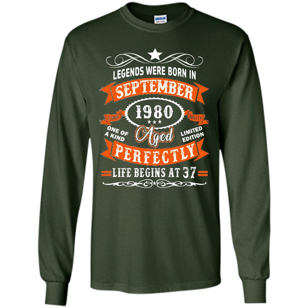 Legends Were Born In September 1980 T-shirt Birthday Gift T-shirt Forest Green