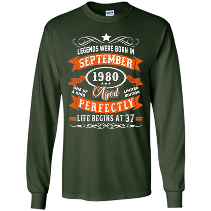 Legends Were Born In September 1980 T-shirt Birthday Gift T-shirt Forest Green