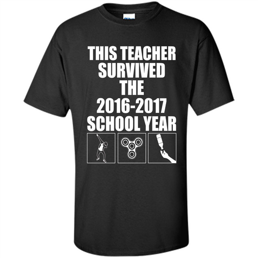 Teacher T-shirt This Teacher Survived The 2016-2017 School Year Black