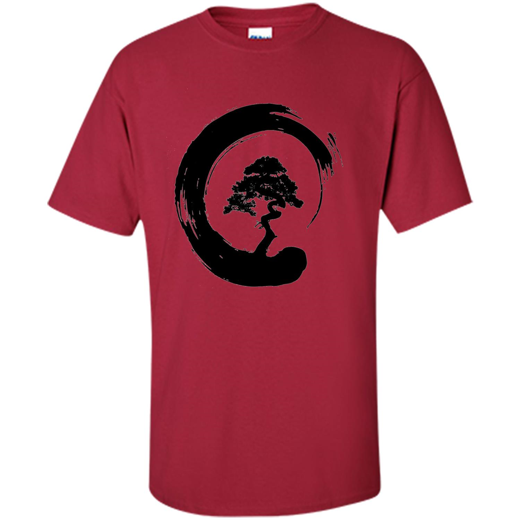Bonsai Tree in Enso Circle - Buddhist Zen Calligraphy t-hirt Cardinal