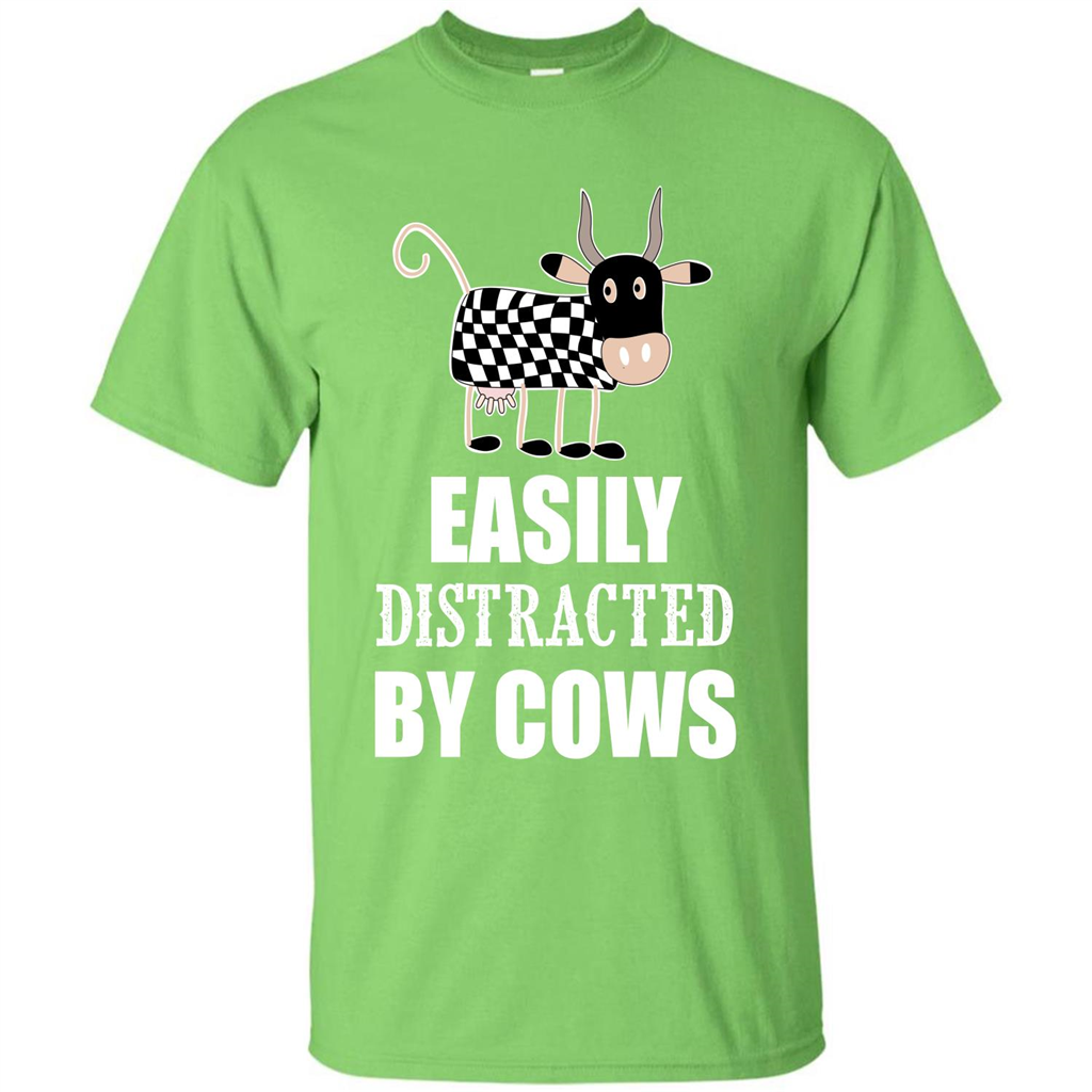 Cow T-shirt Easily Distracted By Cows T-shirt Lime