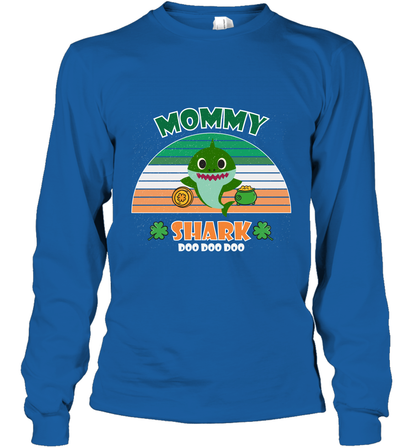 Irish Mommy Shark Saint Patricks Day Family Shirt Long Sleeve T-Shirt Royal