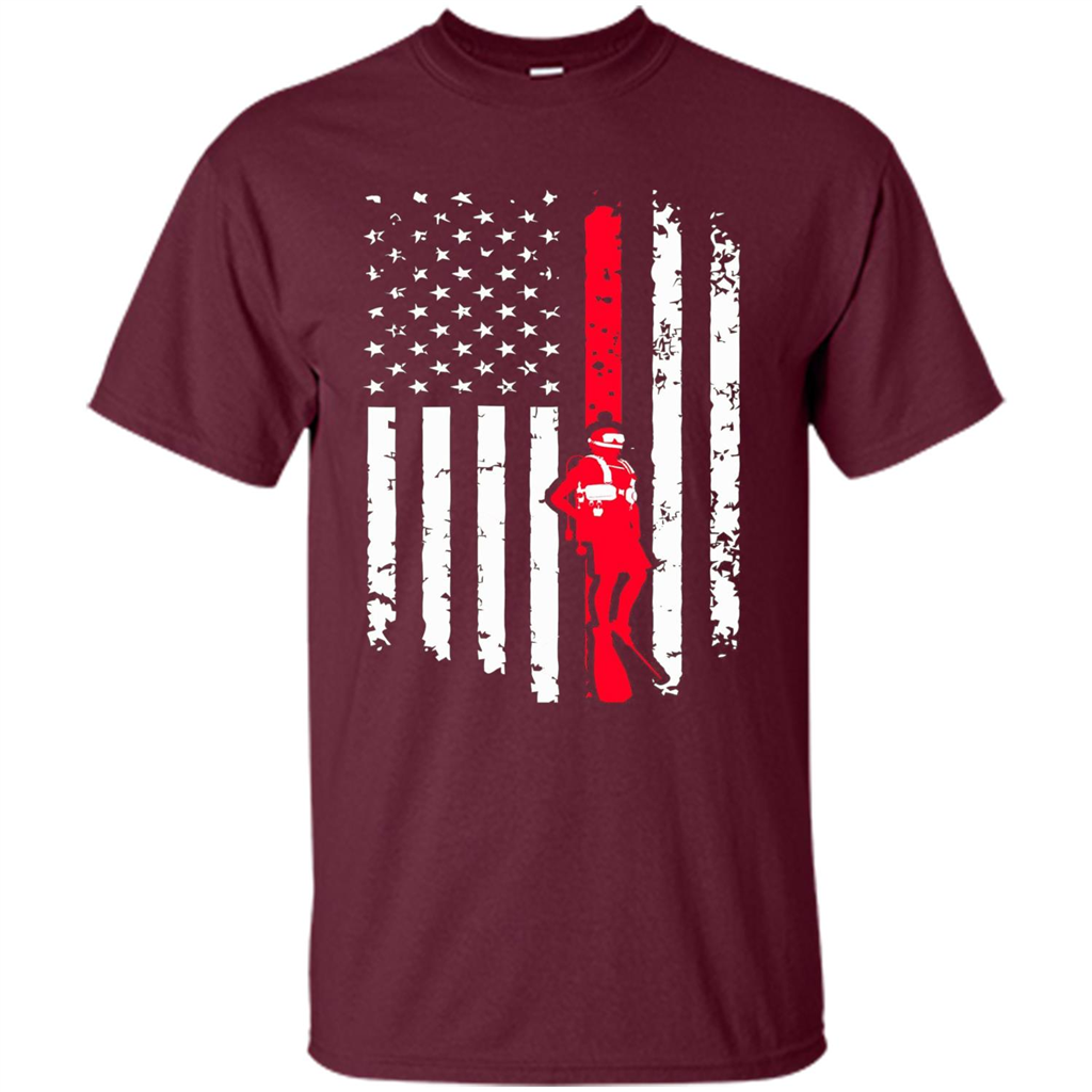 The American Flag Scuba Diving T-shirt Maroon