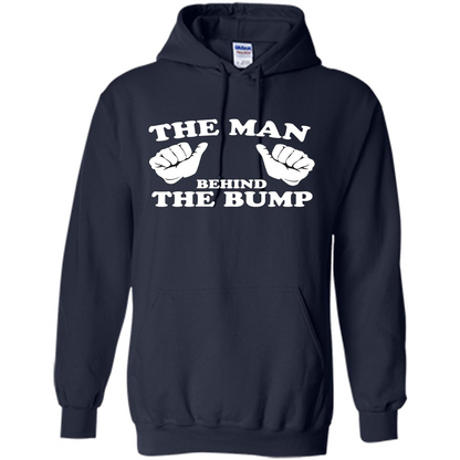 Funny New Dad T-shirt The Man Behind the Bump T-shirt Navy