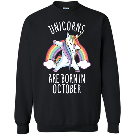 October Birthday T-shirt Unicorns Are Born In October Dabbing Black