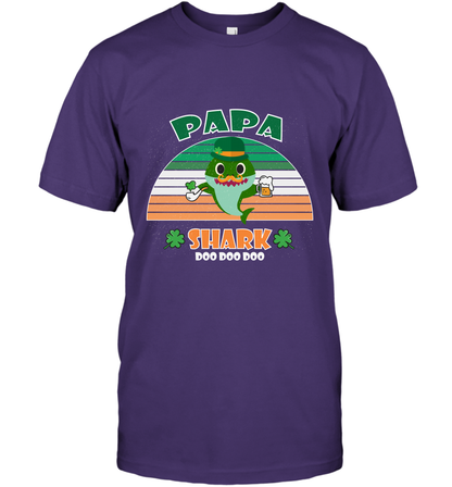 Irish Papa Shark Saint Patricks Day Family Shirt T-Shirt Purple