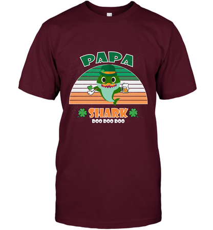 Irish Papa Shark Saint Patricks Day Family Shirt T-Shirt Maroon