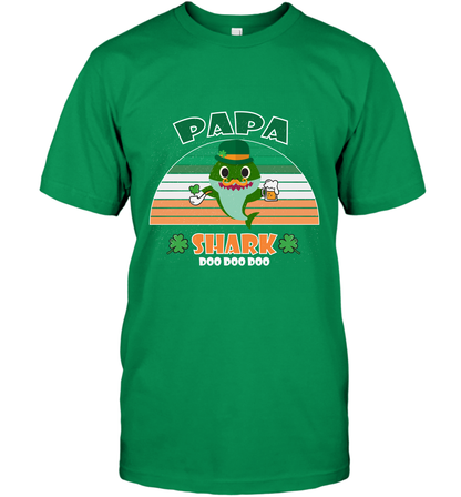 Irish Papa Shark Saint Patricks Day Family Shirt T-Shirt Irish Green
