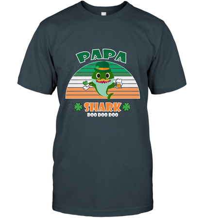 Irish Papa Shark Saint Patricks Day Family Shirt T-Shirt Charcoal